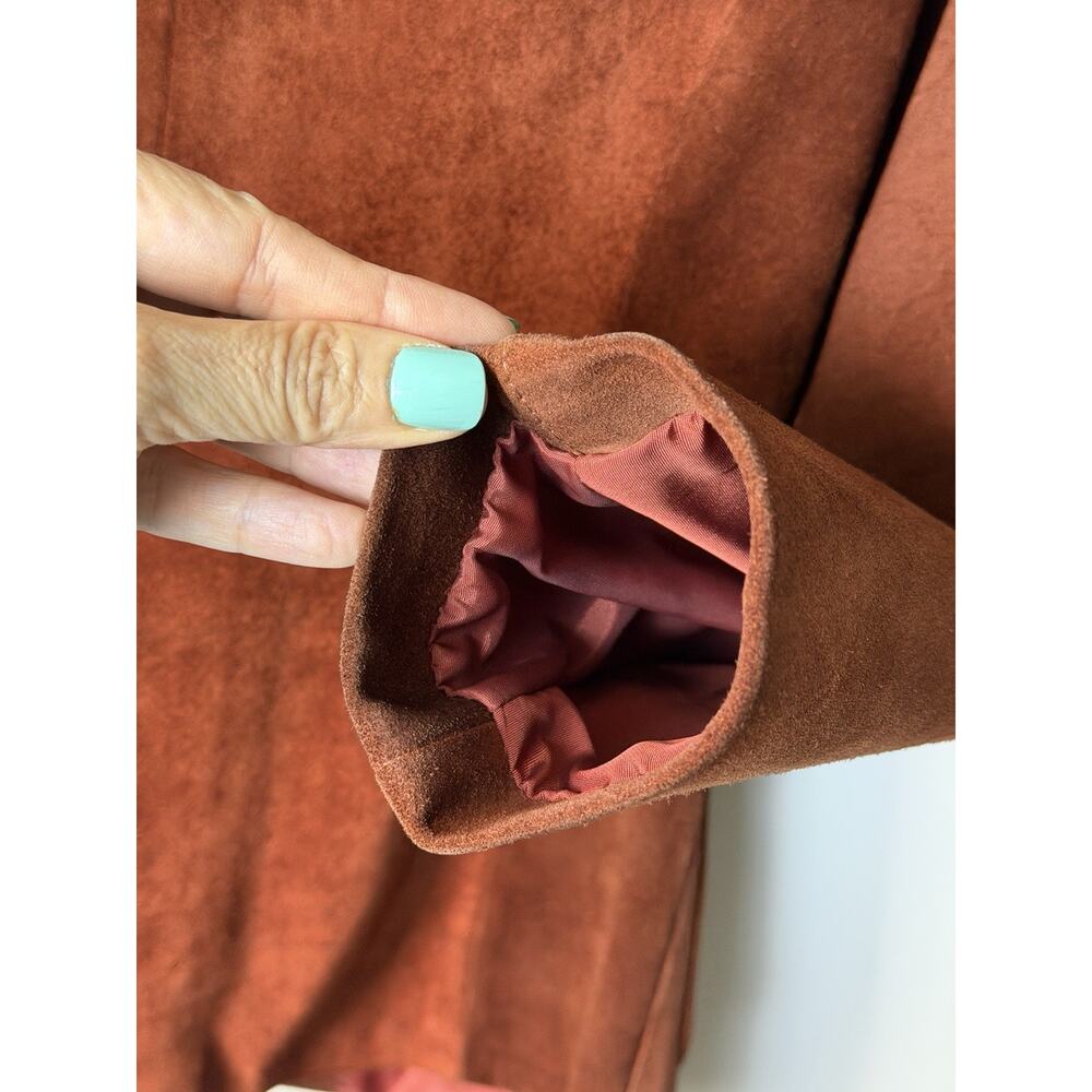 VTG 1970s Suede Button Blazer 5/6 Small 32” Bust Argentina Burnt Cognac - Picture 8 of 15